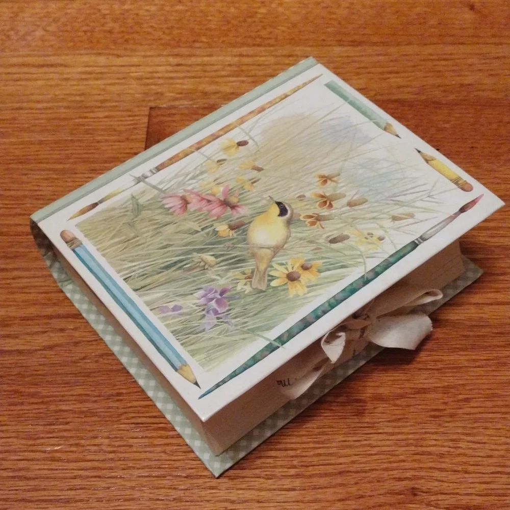 Marjolein Bastin by Hallmark Box with Yellow and Green Gingham and Bird Design